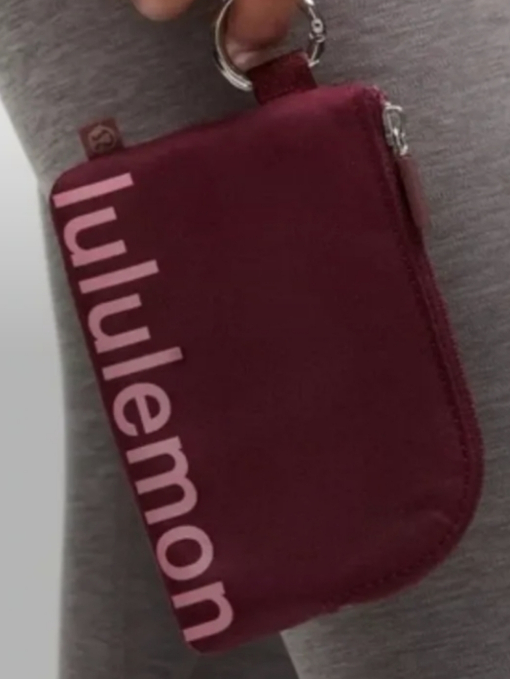 NWT Lululemon Zip Pouch Wallet in Wine with Pink Logo